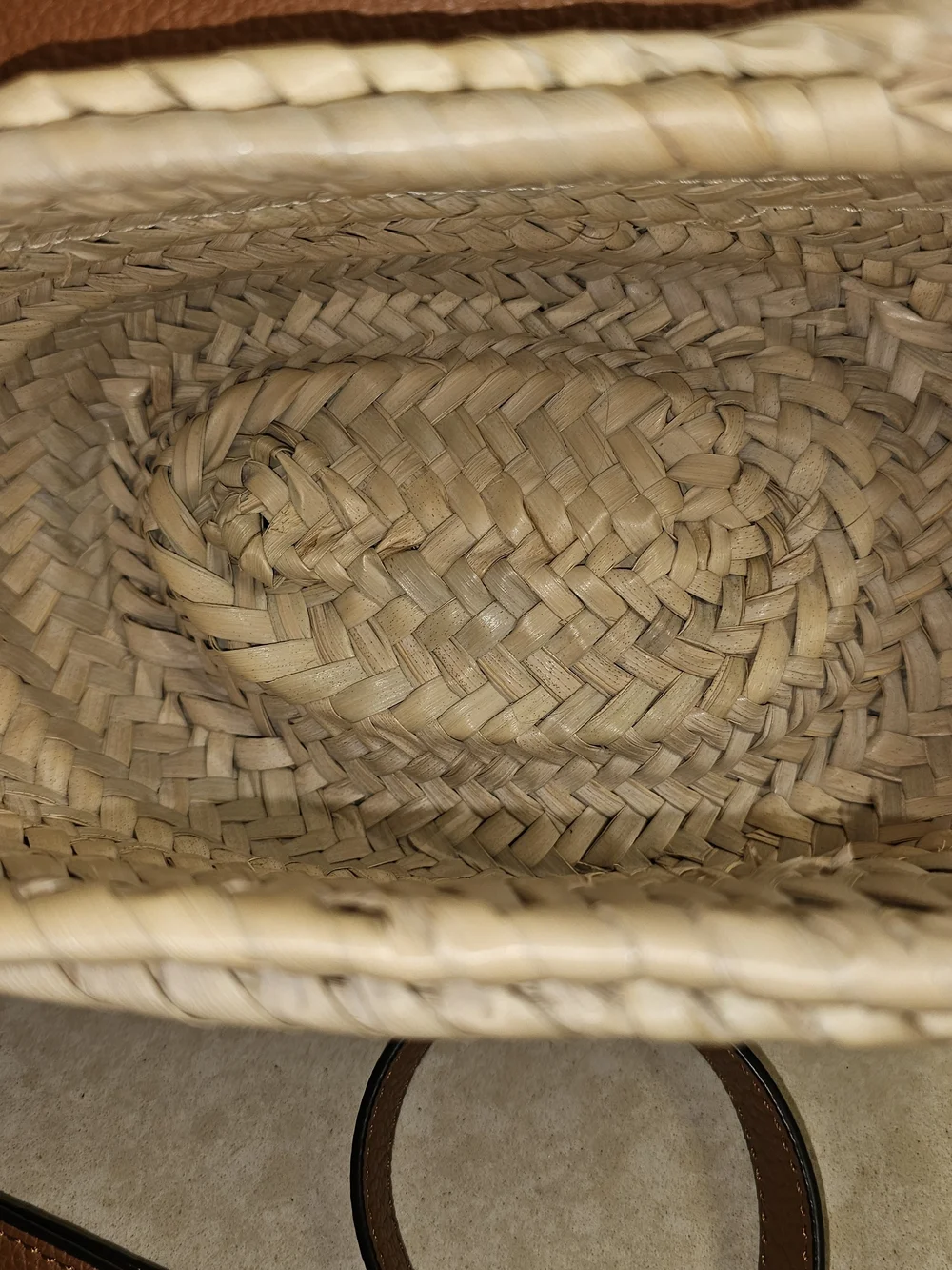 Chloé Tan Leather-Trim Woven Satchel with Gold Hardware